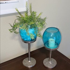Turquoise Candle Holder Set